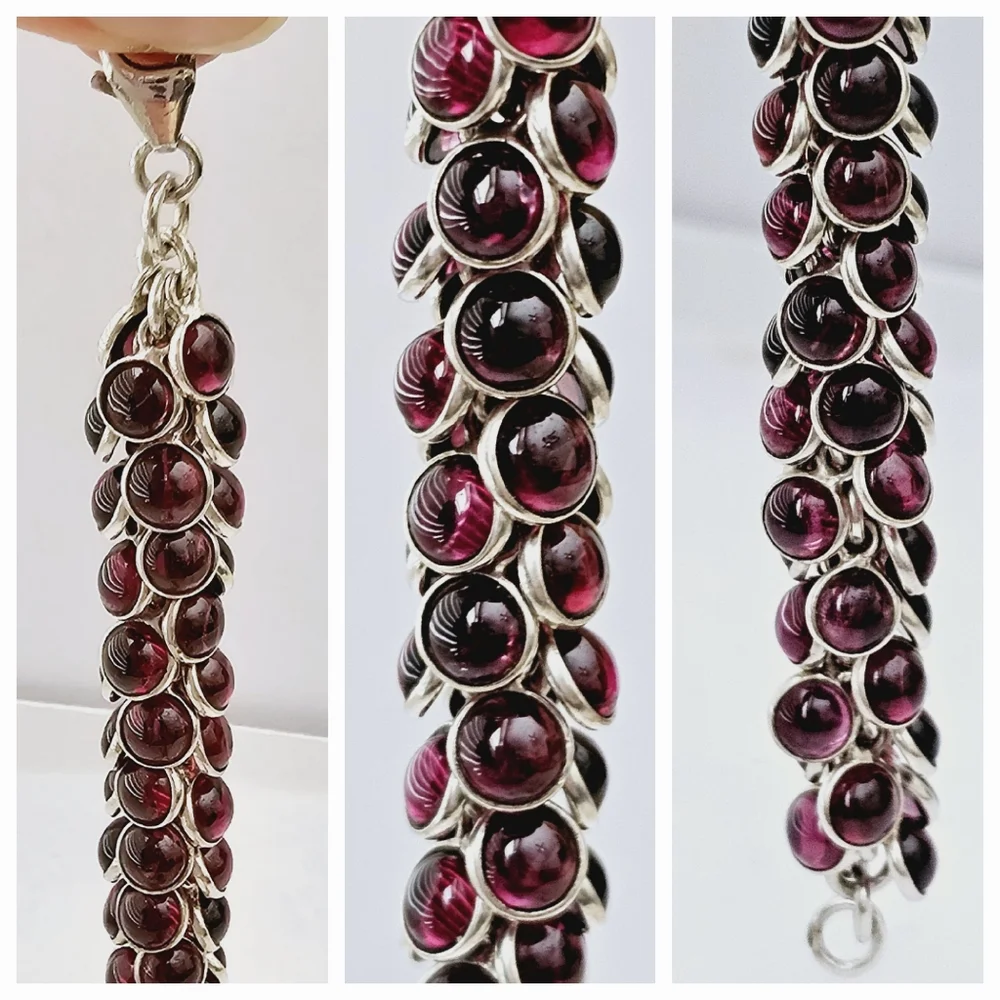 Silpada Sterling Silver Garnet Stone Cha Cha Bracelet B1049 - Picture 12 of 16